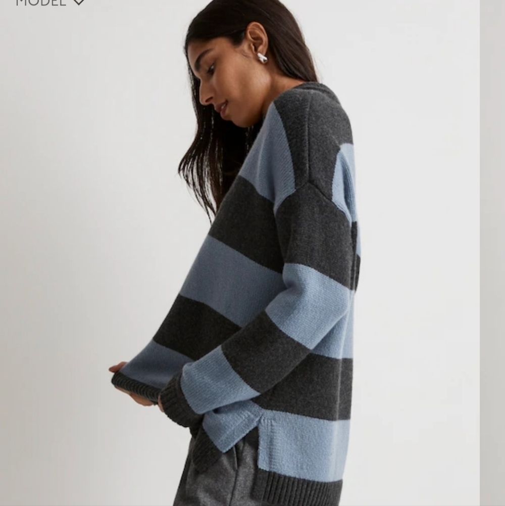 MADEWELL RUGBY UNISEX STRIPES POLO SWEATER EUC WOOL & ALPACA BLEND SIZE XL - Picture 1 of 15